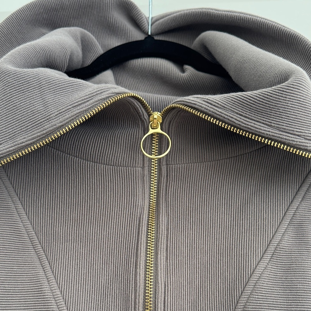 Varley Taupe Zip-Up Hoodie